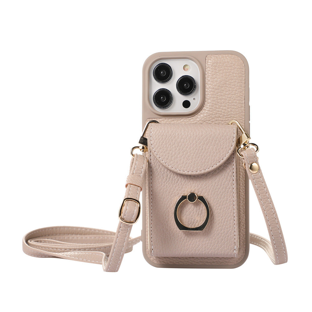 Leather Apple iPhone Case with Multi-layer Card Holder for Female