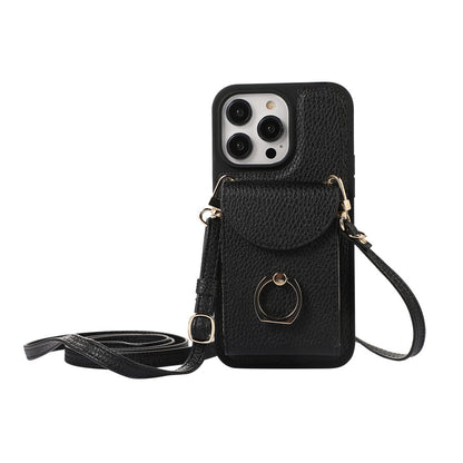 Leather Apple iPhone Case with Multi-layer Card Holder for Female