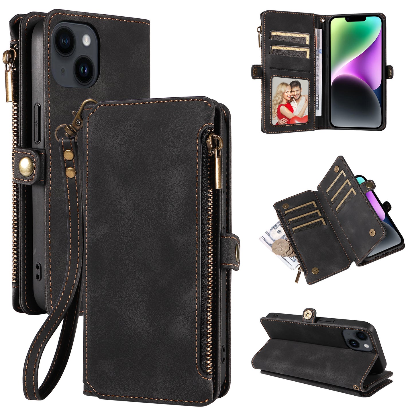 Multi-functional Wallet Retro Leather Case for Apple iPhone