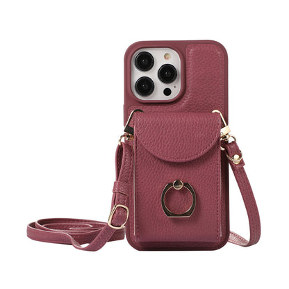 Leather Apple iPhone Case with Multi-layer Card Holder for Female