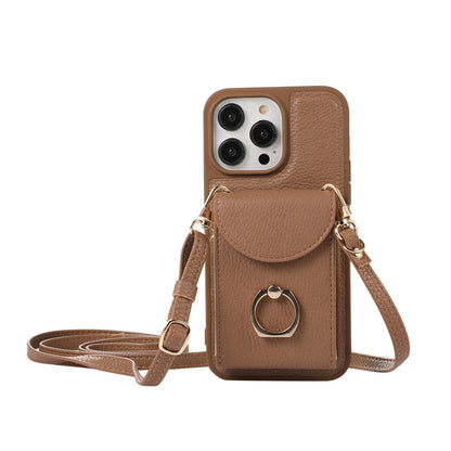 Leather Apple iPhone Case with Multi-layer Card Holder for Female