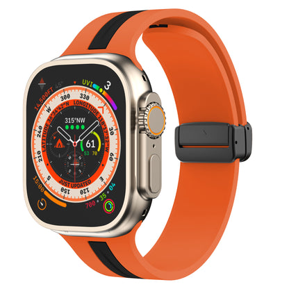 Magnetic Buckle Two-tone Striped Strap for Apple Watch