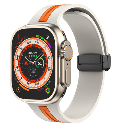 Magnetic Buckle Two-tone Striped Strap for Apple Watch